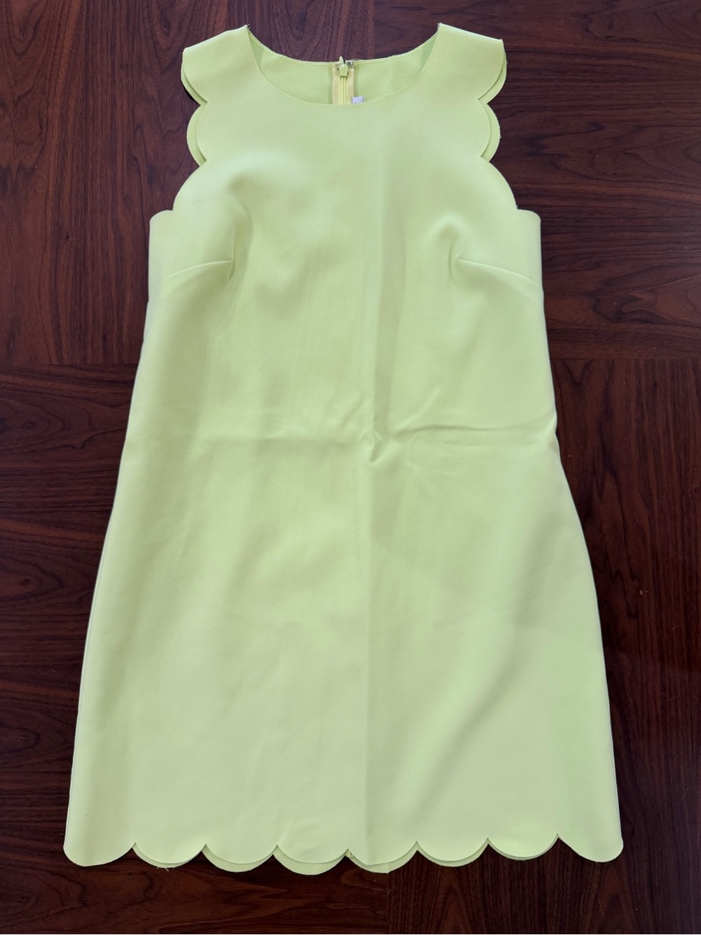 J.Crew Size 8 Scallop-Edge Sleeveless Shift Dress in Pale Yellow/Green